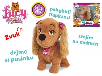 Lucy plyšová Sing&Dance 29cm na baterie reagující na české povely v krabičce (Pejsek LUCY)